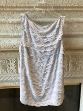 Dove Grey Sleeveless Lazer Cut Out Blouse With Covered Back Buttons Extra Small