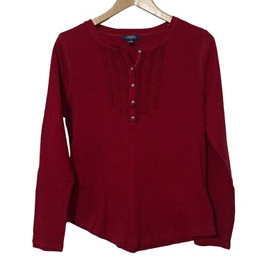 Chaps Womens Top Size L Ruffle Front Spring Casual Office Work Summer Casual