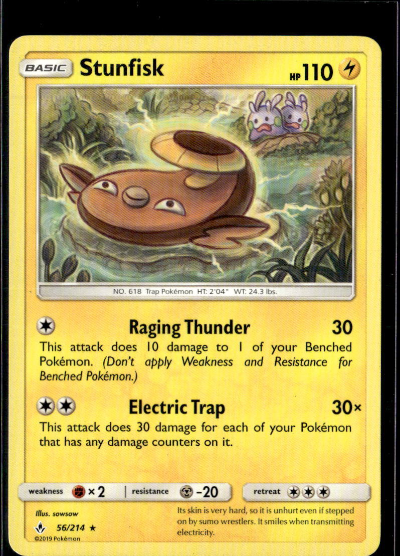 Pokemon Stunfisk 56/214 Unbroken Bonds Non Holo Rare 2 Card Lot