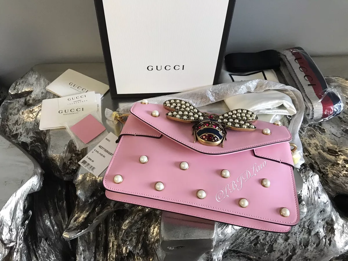 NWT GUCCI BROADWAY PEARL BEE PINK CROSSBODY BAG MARMONT GUCCY GUCCISSIMA  NEW