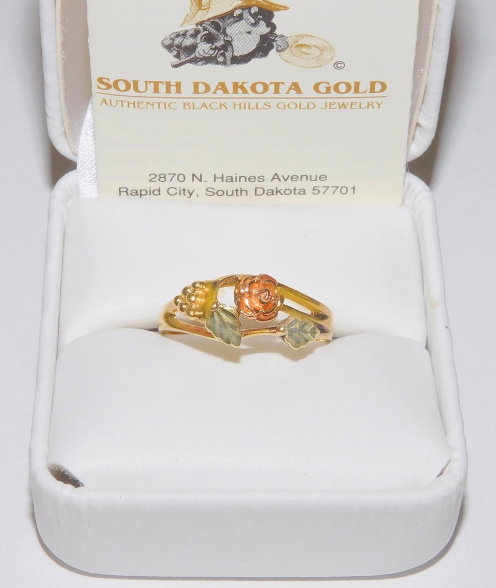 Black Hills Gold 10k 12k Dakota Rose Leaf Ring Size 3/4