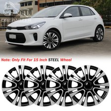 Set of 4 15" Hubcaps Wheel Cover Snap On Fit R15 Steel Wheel For Kia Rio 2002-24
