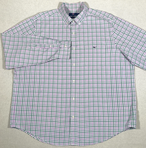 Vineyard Vines Hemd Herren XL rosa grün kariert Classic Fit Tucker Wal Logo