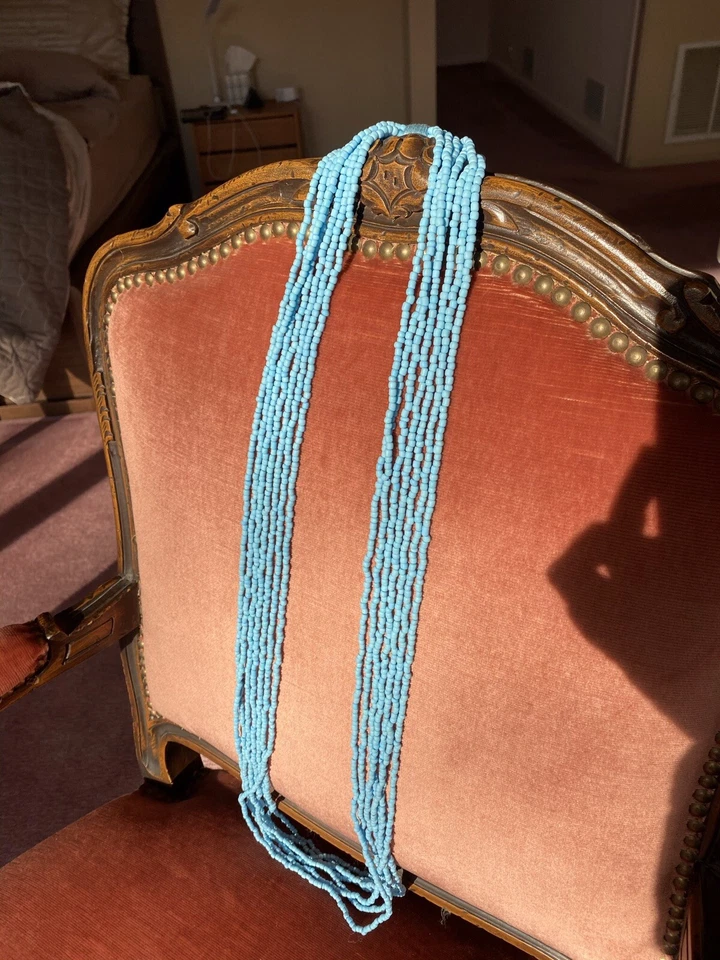 Collar Multi Hilos Cascada Turquesa. Vintage.  Hermoso, único en su tipo