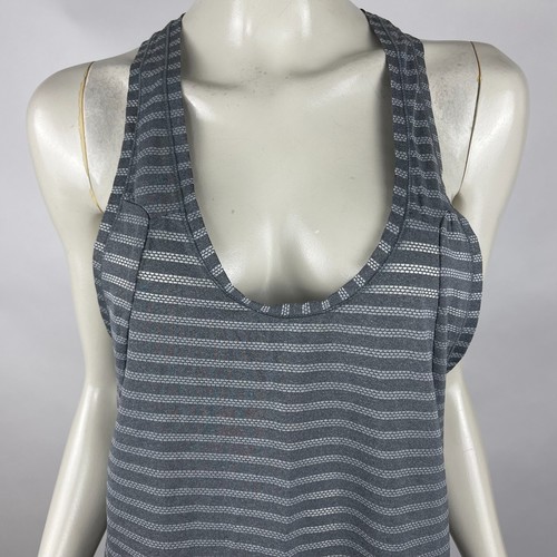Zyia Active Nimbus Split Back Tank Top Women XL Grey Striped Scoop Neck Stretch - Picture 5 of 9