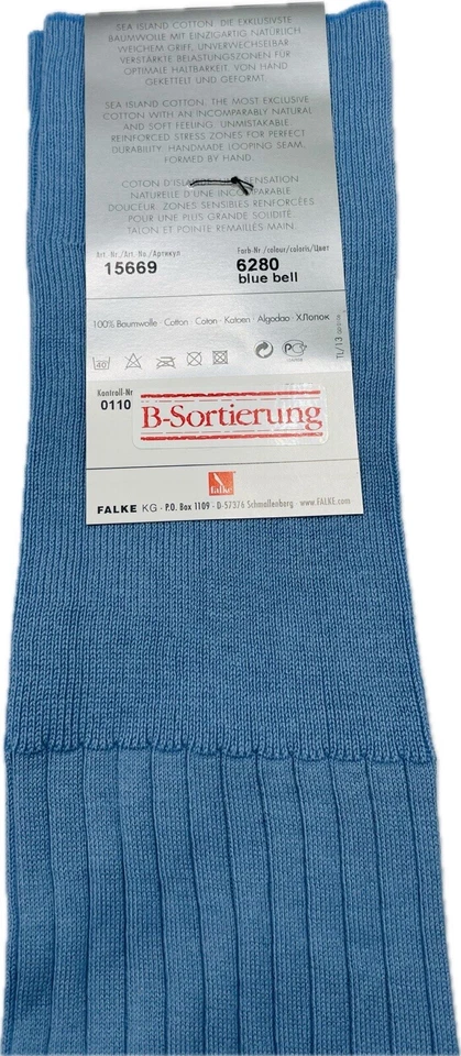 Falke No.13 Socken Gr 43-44 Herren Kniestrümpfe Strümpfe Blau Sea Island Cotton - Bild 3 von 3