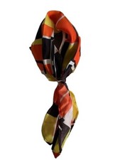 Vintage Yellow Orange Brown Ivory Scarf hair tie 20"