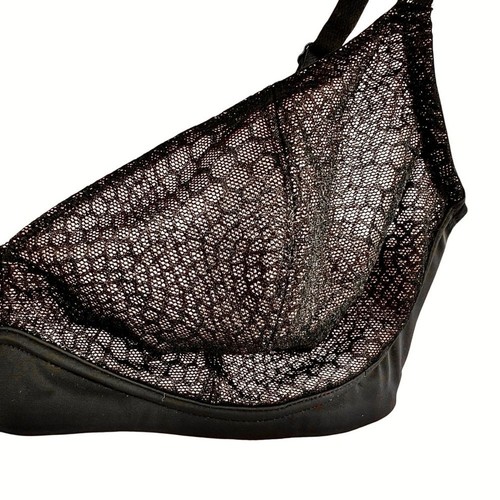 Knix NWT Gossamer Lace Bra Size M+ Black Sheer Lace Wireless Stretch Deep V Neck - Picture 8 of 15