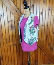 Handmade Women's Tapestry Vest with Lace back, M/L will fit up to bust size 40