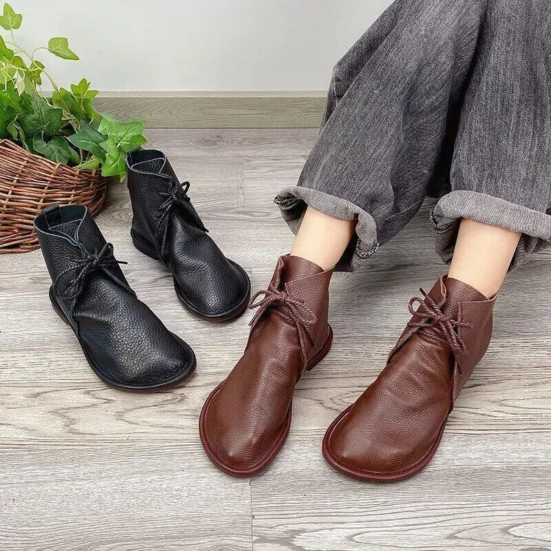 2023 WOMEN Ankle boots women s flat shoes short boots lace up