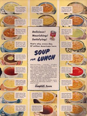1950 vintage Original color ad Campbell s Soup For Lunch fantastic condition