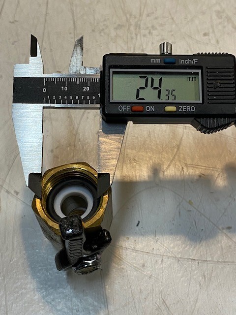 Dramm Shut-Off Valve 2" L 26mm Thread 19mm ID 32mm OD