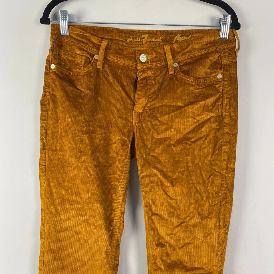 Calça bootcut de veludo 7 for All Mankind Flynt tamanho 28 marrom cintura baixa - Imagem 2 de 4