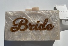 Lulu Nyc Bride Handcrafted Crossbody White With Gold With Golden Straps