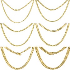 14k Yellow Gold 2.2 -6.8mm Men Women Miami Cuban Link Chain Necklace7-30" Hollow