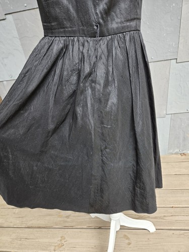 ABS Collection By Allen Schwartz Black Silk Dress Size 12 Fit And Flare - Picture 9 of 19