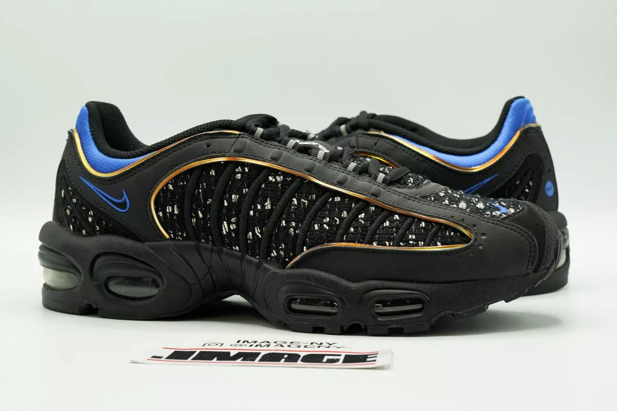 NIKE AIR MAX TAILWIND 4 USED SIZE 10 SUPREME BLACK HYPER COBALT AT3854-001