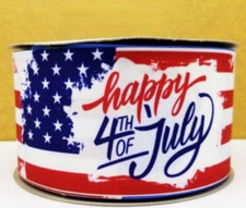 GROSGRAIN RIBBON 5/8", 7/8",1.5", 3" Happy 4th of July Stars Stripes Printed