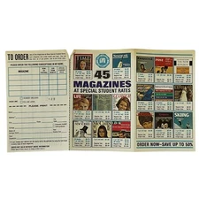 Late 1960s Vintage College Service Bureau Magazine Subscription Order Card 