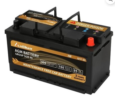 Anlibatt Platinum AGM Group 49 Battery, 12 Volt for Car. H8 900CCA 95Ah 160RC