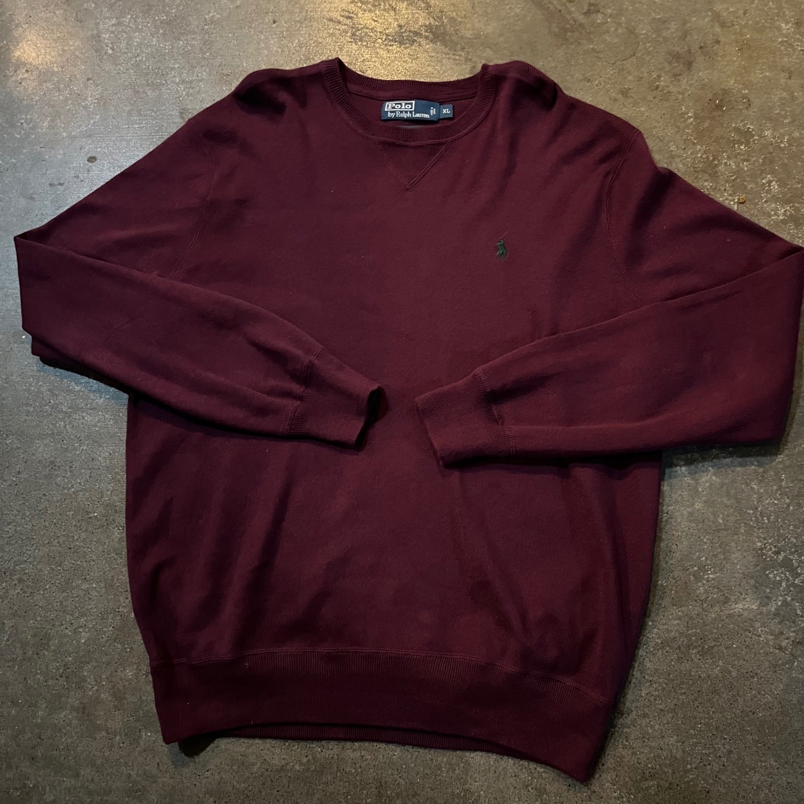 Vintage Polo Ralph Lauren Sweatshirt Men XL Burgundy Crewneck Pony Logo Cotton