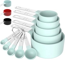 8pc Stainless Steel Measuring Cups & Spoons Set Nesting Kitchen Baking UK