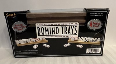 Fundex Domino Trays Set of 4 Solid Wood Game Accessory New