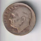 1955-S ROOSEVELT DIME 10¢ SAN FRANCISCO 90% SILVER COIN UNITED STATES OF AMERICA