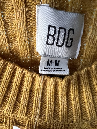 NWT Urban Outfitters BDG Mustard Striped Waffle Knit Oversized Sweater Size M - Picture 7 of 9