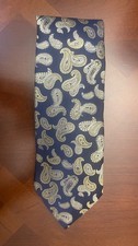 Brooks Brothers 346 Navy Gold Paisley Silk Tie Made in USA Classic Luxury