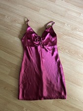 NEW Nasty Gal Magenta Satin Mini Slip Dress Size 8