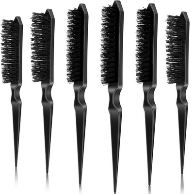 6 Pcs Teasing Brush Set, 3 Row Nylon Rat Tail Combs for Fine Hair, Back Combi...