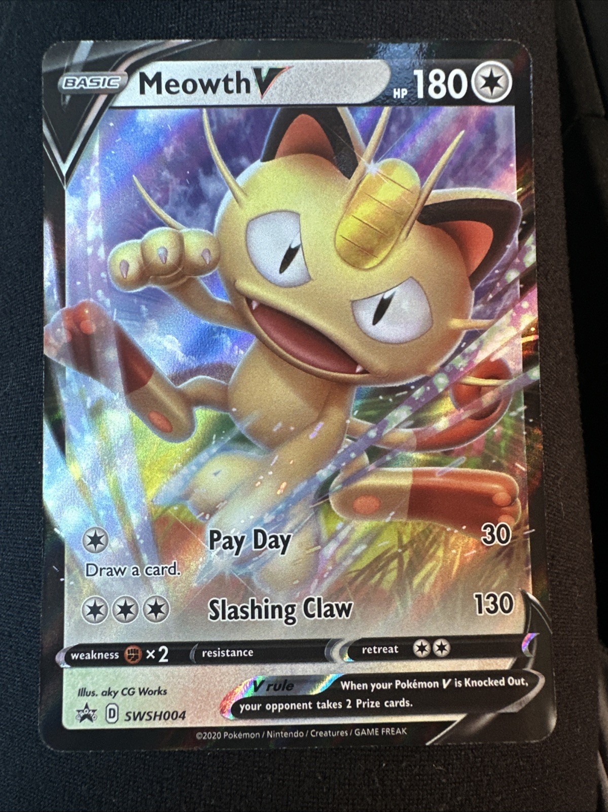 Meowth V SWSH004 - Pokemon TCG Card - Full Art Holo - Black Star Promo - NM