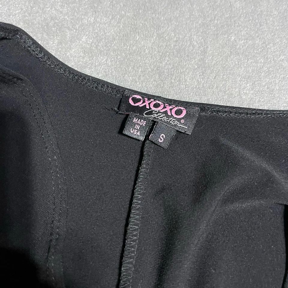 Vestido vintage Y2K XOXO para mujer pequeño negro funda midi profundo cuello en V caprichoso Foto 4 de 4