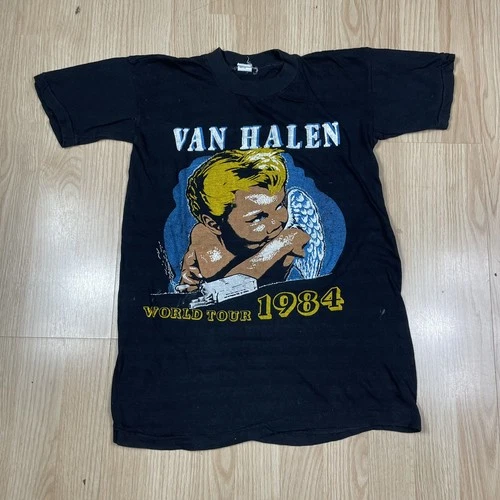 VAN HALEN SMOKING BABY TOUR T SHIRT 80s 84 ROCK 1980s vintage concert t-shirt, vintage, single stitch, B+ condition
