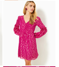 LILLY PULITZER CLEME DRESS MYSTIQUE PINK SILK BUBBLY CLIP 10 NWT Retail 268 