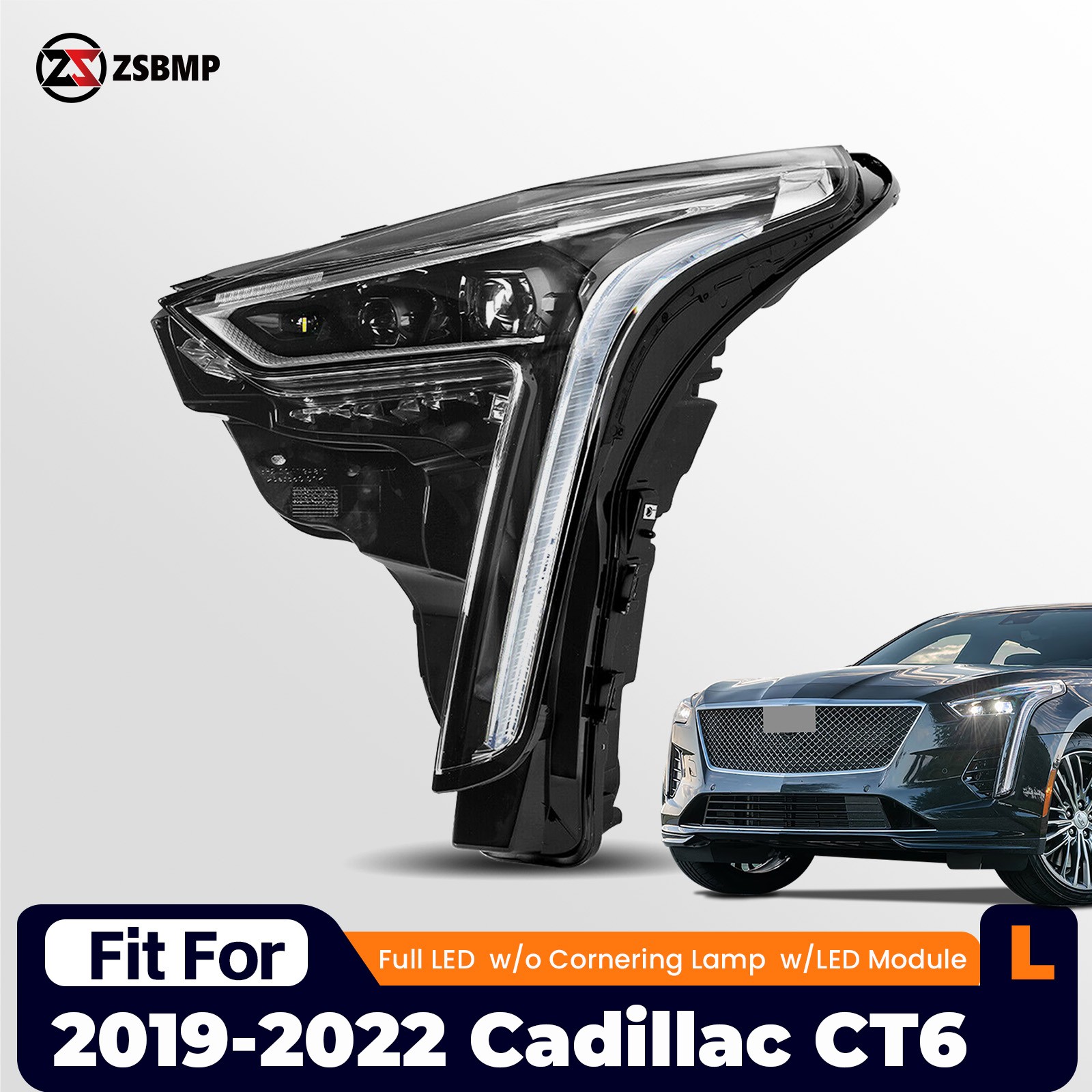 For 2019-2022 Cadillac CT6 Full LED Headlight w/o Cornering Lamp Driver Side