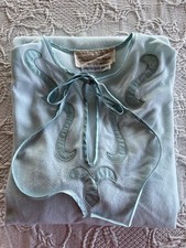 Oscar de la Renta by Swizl Montaldo's Blue Flannel Side Slit Maxi Nightgown Med