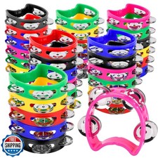 36PCS Multicolored Tambourines for Kids - 4 Bells Handheld Musical Instrument