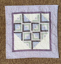 Handmade Baby Heart Quilt Purple Patchwork Nursery Crib Blanket Throw