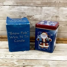 Wick N Tin Candle Snow Folk Santa Polar Bear Christmas 3.5" FS