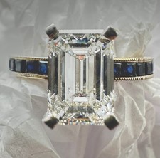 2.00 CT Emerald Diamond Engagement Ring, 18k ...