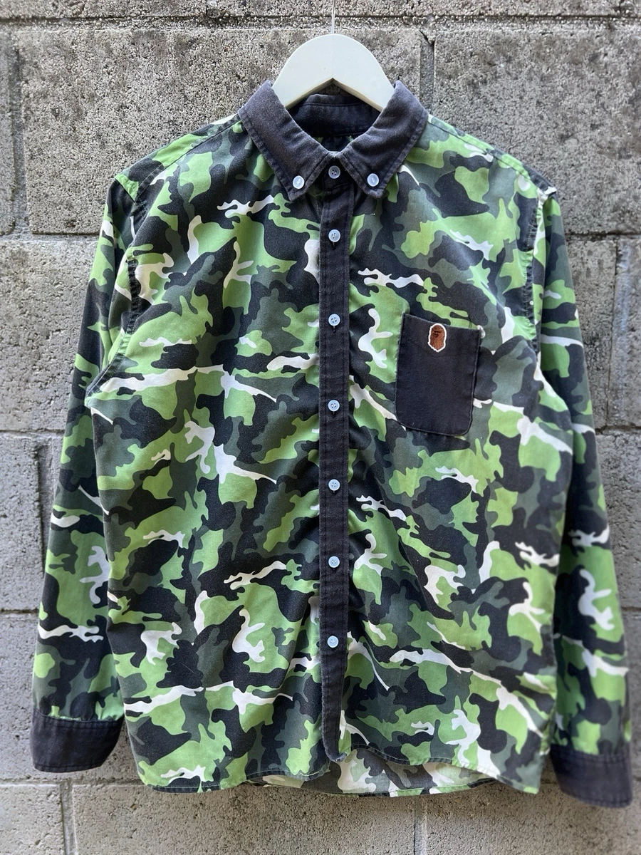 A Bathing Ape Camouflage Long Sleeve Casual Button-Down Shirts for