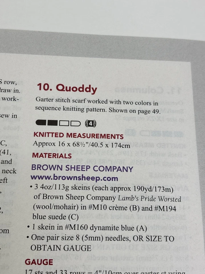 Quoddy Scarf Knitting Pattern Size 16x68.5" Magazine Pages - Image 2 of 3