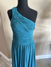 Halston Heritage Teal Off the Shoulder long formal Dress 4- fully lined