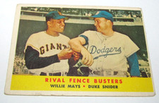 1958 Topps #436  WILLIE MAYS Duke Snider FENCE BUSTERS HOF GD OC