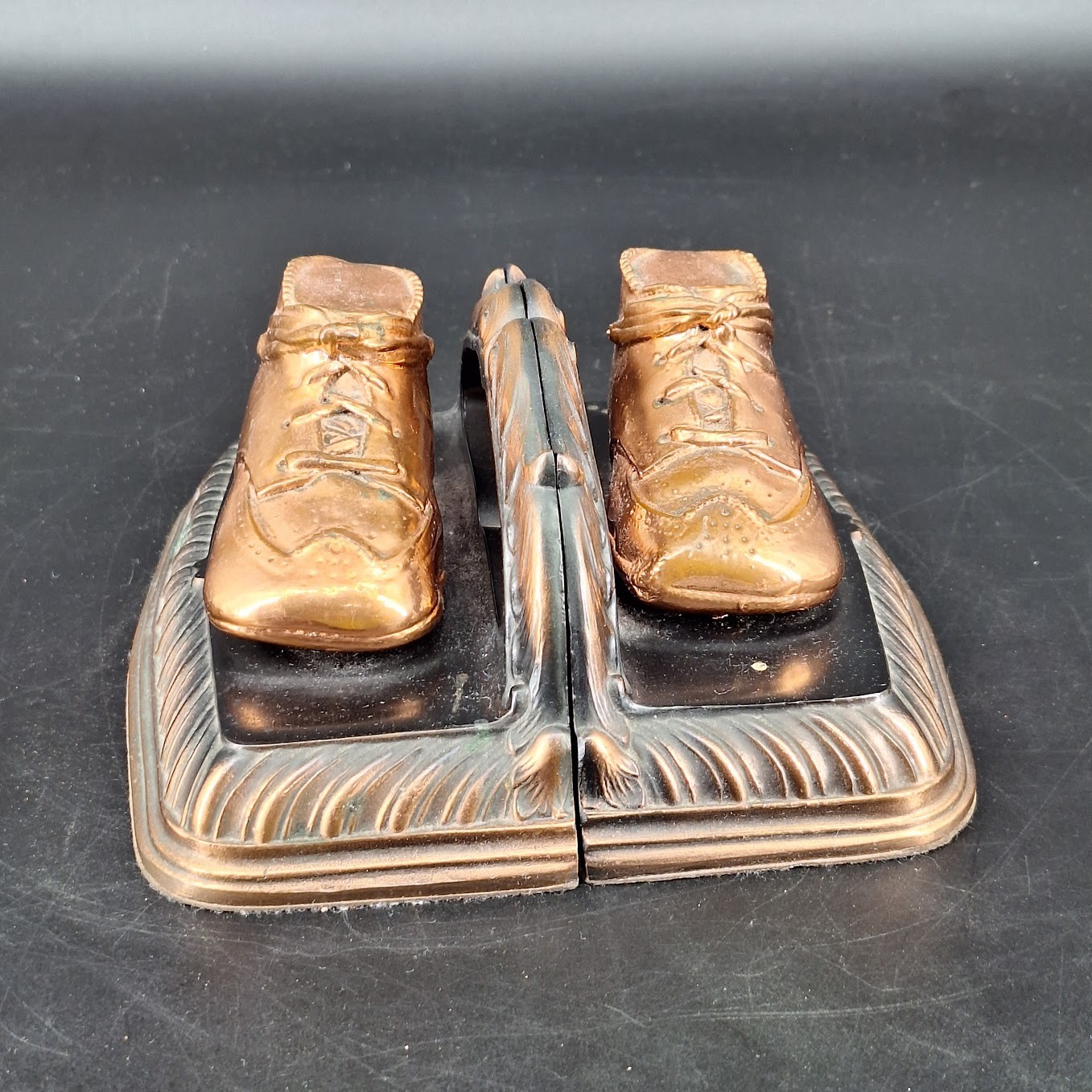 Vintage Bronze Baby Shoe Bookends  Bron-Shoe Company 