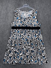 Apt 9 Turquoise Black White Midi Dress Empire Waist Women’s Plus 2X Office Artsy