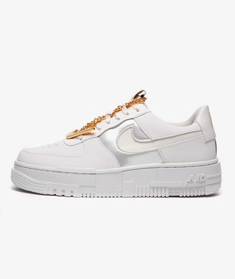 nike air force 1 pixel summit white gold chain jewel