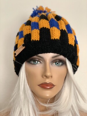 Hand Knits 2 Love Beanie Hat Cap Designer Fashion Plaid  display picture 1